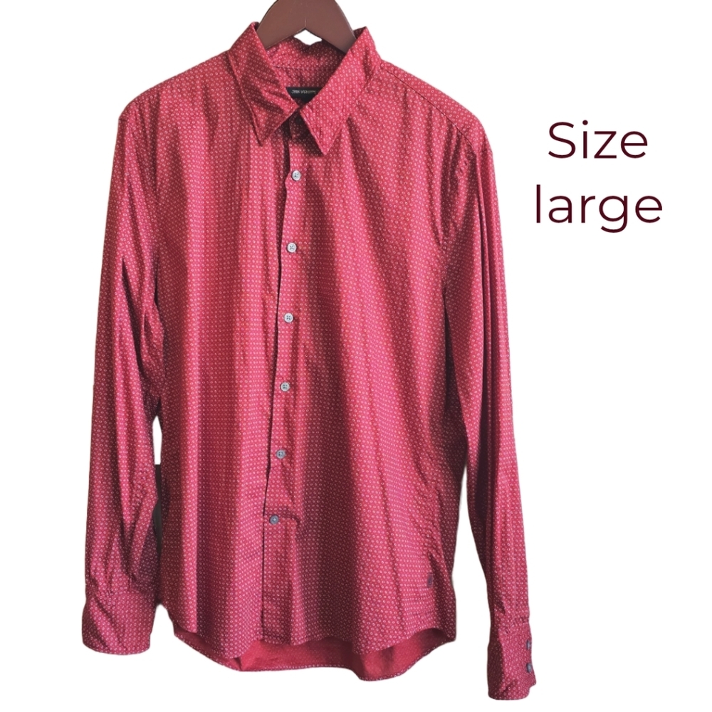John Varvatos Red Performance Button Up Shirt Mens Size Large Business